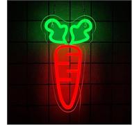 Neon light Carrot Shape LED Light Sign for Restaurant Party Kindergarten Bedroom Living Room Wall Decoration 17cmx30cm