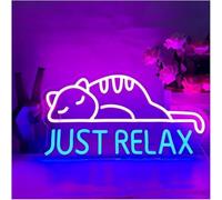Neon light Decor Neon Sign Just Relax Cat Shape LED Light Decoration Letter for Bathroom 42.5×22cm
