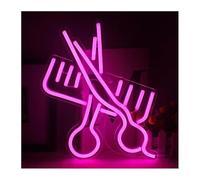 Neon light For neon Light Decoration Scissors Sign Barber Shop Party Beauty Salon Store Hotel Wall Deco Hanging Window(Pink)