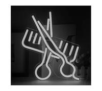 Neon light For neon Light Decoration Scissors Sign Barber Shop Party Beauty Salon Store Hotel Wall Deco Hanging Window(White)