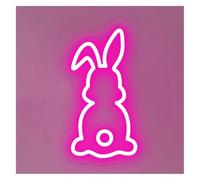 Neon light For rabbit for neon Sign,Bunny Decor Lamps For Kid Room Aesthetic Wall Art Powered Night Light(A)