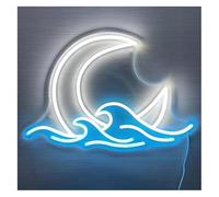 Neon light For sunrise Sunset for neon Sign Moon Over Sea for Light Twilight for wave Wall Decor