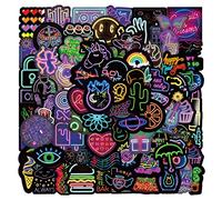 Neon Light Luminous Stickers 100 pcs,Laptop Stickers Bomb Vinyl Stickers Pack for Auto Luggage Computer Skateboard Motorcycle Decal for Teens Adults
