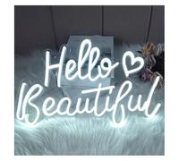 Neon light Mood Calming Lamp neon Sign Hello Beautiful Bedroom Home Art Wedding Party(C)