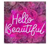 Neon light Mood Calming Lamp neon Sign Hello Beautiful Bedroom Home Art Wedding Party(D)