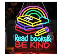 Neon light Read Books and Be Kind Neon Sign Pencil Light for Classroom Reading 39x31cm