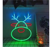 Neon Light Sign Colorful Letters Indoor Lighting Reindeer Neon Sign Christmas Light with Acrylic Panel