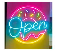 Neon Light Sign Doughnut for neon Signs Powered, Donut for Lights, Wall Decor Glow Sign Business Open(A)