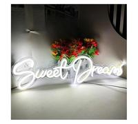 Neon Light Sign Hanging Art Neon Signs Sweet Dreams Sign Letter Light 42cmx12cm(White)