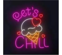 Neon Light Sign Let's Chill Neon Sign Wall Light for Ice Cream, Cone Shop, for Cafe, 38cm