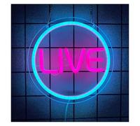 neon light sign Live for neon Sign Blue Circle LED Light Dimmable for usb Powered 23.5cmx23.5cm