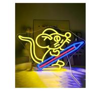 Neon Light Sign Sign Lamp Mouse Reading Neon Led Cat Read Book Hanging Light for Wall Decor for Study Room Library(42X30cm)
