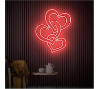 neon light sign Soothing Ambiance Lamp Heart Shaped Neon Signs Powered by, Adjustable Brightness Lights(B,27cmx80cm)