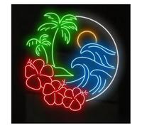 Neon Light Sign Soothing Atmosphere Palm Tree and Beach Neon Sign Lamp, Wall Decor for Bar, for Sunrise, Sunset