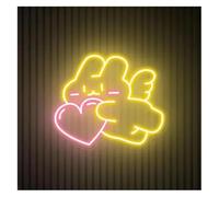 Neon Light Sign Soothing Mood for Rabbit Lamp with Heart-Shaped Neon Lights, Cute Angel Sign(B,50cmx50cm)
