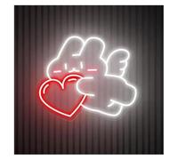 Neon Light Sign Soothing Mood for Rabbit Lamp with Heart-Shaped Neon Lights, Cute Angel Sign(E,35cmx35cm)