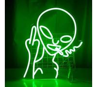 Neon Light Signs, Green Alien Neon Signs LED Sign Alien Neon Signs for Wall Decor,Game Room Decor,Hip Hop Party Neon Signs For Wall Decor,Bedroom Wall Decor (Alien-13)