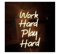 neon light Soothing Ambiance Neon Sign Light Powered by, Lettera Work Hard Play,for Ideal for Wall Decor(B)