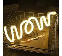 Neon Light, Wow Neon Lights,USB Battery Powered/Led Wall Decor,Neon Sign for Bedroom,Birthday Party,Living Room, Wedding Party Decor (Warm white)