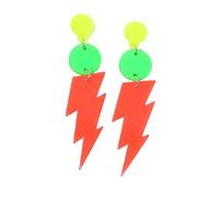 Neon Lightning Earring 80s 90s Retro Geometric Acrylic Thunder Flash Lightning Drop Earrings for Women Outfit Glow Party Accessories, Acrylic, no gem