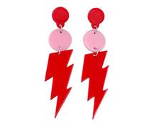 Neon Lightning Earring 80s 90s Retro Geometric Acrylic Thunder Flash Lightning Drop Earrings for Women Outfit Glow Party Accessories, Acrylic, no gem