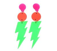 Neon Lightning Earring 80s 90s Retro Geometric Acrylic Thunder Flash Lightning Drop Earrings for Women Outfit Glow Party Accessories, Acrylic, no gem