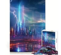 Neon Lightning Storm 1000 Piece Jigsaw Puzzles for Adults Jigsaw Recall Upgrade Quiet Calm Clear Cut Premium Gift (38x26cm)
