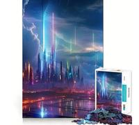 Neon Lightning Storm Jigsaw Puzzles for Teenagers 1000 Piece Logic Train Toy Cozy Relax Smooth Cut Festival Gift (50x75cm)
