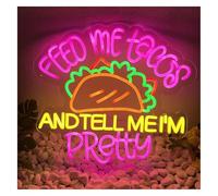 Neon Lights Illuminated Sign Feed Me Tacos And Tell I'm Pretty Restaurant 40cmx45cm