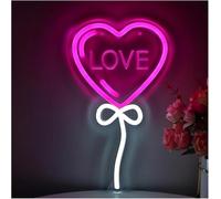 Neon Lights Love Heart Shape Neon Sign Dimmable LED Light Wall Decor 16.5cm×28cm