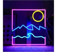 Neon Lights Mountain Sunset for neon Sign for Wall Decor for Room Bedroom Home Party Hotel Restaurant