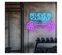 Neon Lights Neon Signs Decor Sign Believe In Yourself With Dumbbells