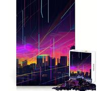 Neon Lights Over Cityscape 1000 Piece Jigsaw Puzzle for Teenagers Logic Sense Toy Quiet Hobby Smooth Edge Unique Gift (38x26cm)