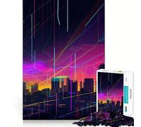 Neon Lights Over Cityscape 1000 Piece Jigsaw Puzzle for Teenagers Logic Sense Toy Quiet Hobby Smooth Edge Unique Gift (38x26cm)
