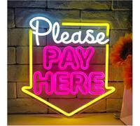 Neon Lights Please Pay Here for neon Sign Cashier Checkout LED for Wall Decor Shop Mall Restaurant