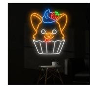 neon lights sign Corgi Cupcake neon Sign Dog for cake Bakery Coffee Wall Art Decor