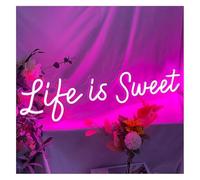 neon lights sign Life Is Sweet for neon Signs For Wall Decor Light Powered For Bedroom Birthday Holiday Engagement(40X8CM)