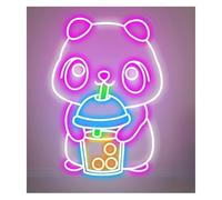 neon lights sign Soothing Atmosphere Neon Sign Lamp Featuring a Cute Bear Drinking Bubble Tea(E)