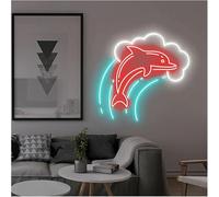 Neon Lights Soothing Ambiance Dolphin Neon Sign Lamp in for Wave Powered by, Adjustable Brightness, Lights(E)