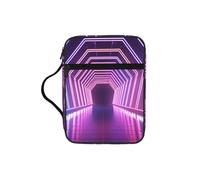 Neon Lights Tunnel Bible Cover with Zipper, Bible Case Organizer with Handle, Water-Resistant Oxford Fabric Bible Bag for Women Men 27x20cm