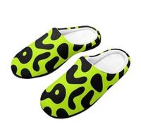 Neon Lime Green Abstract Blobs Men Cotton Slippers Lightweight Slipper | Non-Slip Shoes,House Slipper Closed Toe for Bedroom Bath