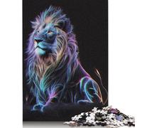 Neon Line Art Lion Jigsaw Puzzles Puzzles for Adults Kids. 1000 Pieces Great Gifts Challenge Toy Educational Game Home Decoration for Adults& Kids Age 14 Years Up 1000pcs (38x26cm)