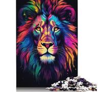 Neon Lion Jigsaw Puzzles for Adults Kids. 1000 Piece Impossible Challenge Toy Educational Game Home Decoration for Adults& Kids Age 14 Years Up 1000pcs (75x50cm)