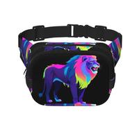 Neon Lion Pattern trendy fashionable waist bag, unisex travel sports messenger bag