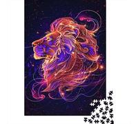 Neon Lion Puzzle Unique Home Decor 100% Recycled Cardboard Jigsaw Puzzle for Boy Or Girl 1000pcs (38x26cm)