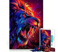 Neon Lion Roar 1000 Piece Jigsaw Puzzles for Adults Logic Boost Toy Family Bond Premium Edge Warm Surprise (50x75cm)