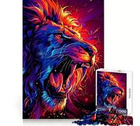 Neon Lion Roar 1000 Piece Jigsaw Puzzles for Adults Logic Boost Toy Family Bond Premium Edge Warm Surprise (50x75cm)