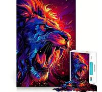 Neon Lion Roar 1000 Pieces Jigsaw Puzzles for Adults Mind Skill Toy Easy Leisure Design Assembly Seasonal Gift (38x52cm)