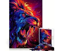 Neon Lion Roar Jigsaw Puzzles 1000 Piece for Teenagers Thought Toy Stress Release Precise Edge Perfect Present (38x26cm)