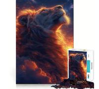 Neon Lion Roaring 1000 Adult Pieces Jigsaw Puzzle Brain Teaser Calm Escape Pattern Assembly Santa Wish Gift (38x26cm)